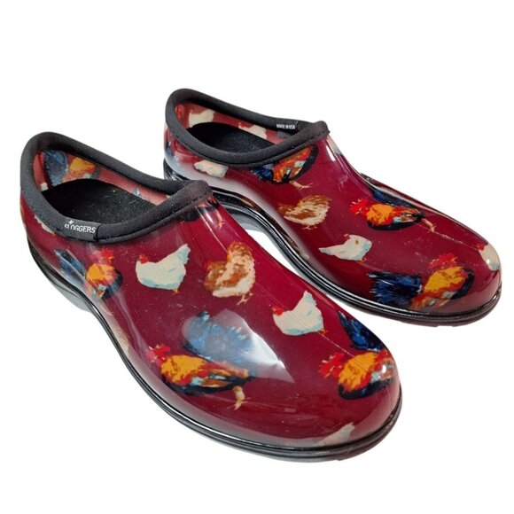 Sloggers Garden Shoes Womens 10 Chicken Red Waterproof Slip On USA Farm Country - Picture 9 of 9